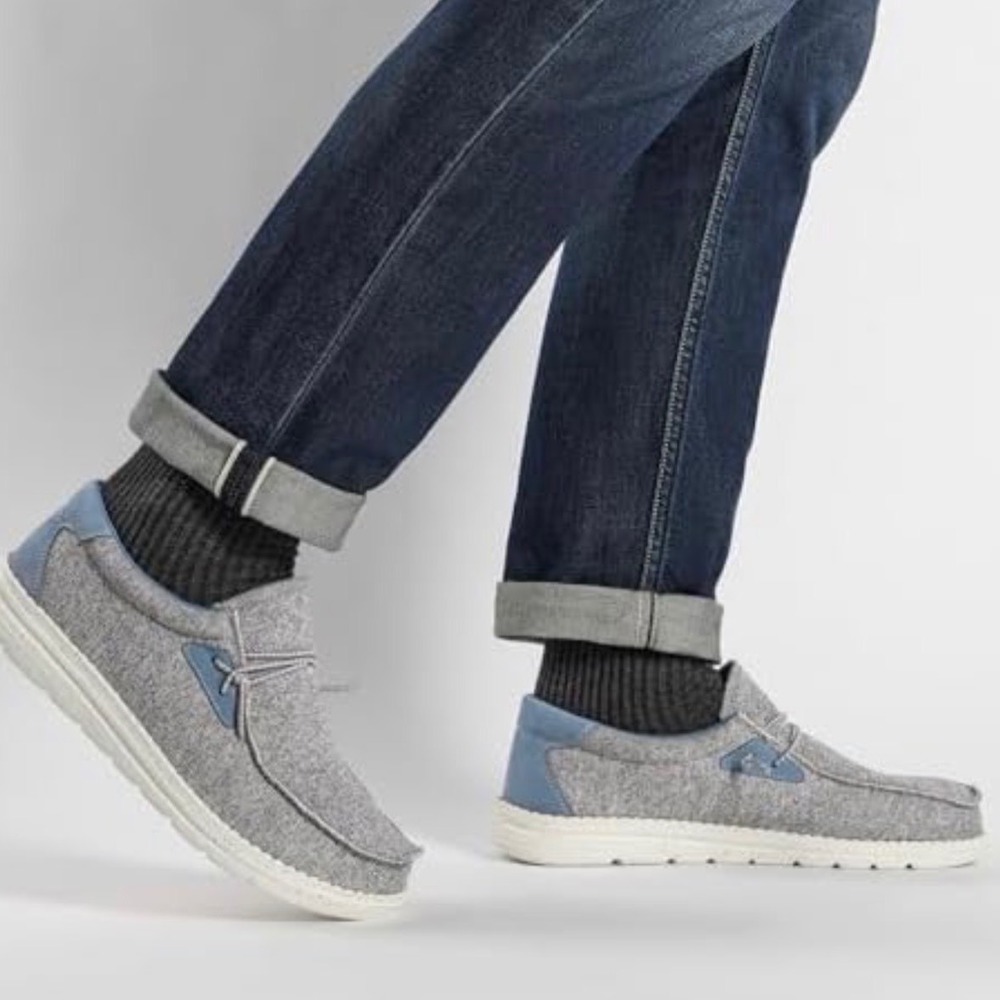 Bruno Marc Men Grey Blue Knit Slip On Casual Loafer Shoes Size 10.5 NEW - Picture 4 of 9